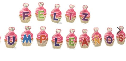 Cartel Feliz Cumple Cupcake